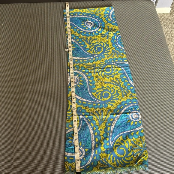 Vintage Vera Neuman Paisley Silk Blue Yellow Scarf - Picture 7 of 8